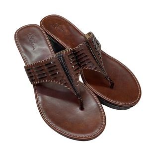 COLE HAAN NIKE AIR WOMENS SANDALS SZ 9.5 BROWN WEDGE SANDALS